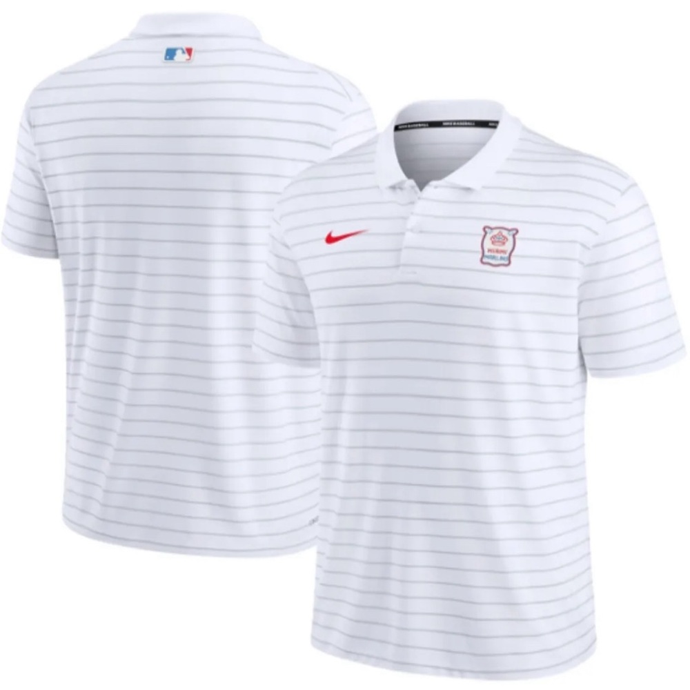 Nike Miami Marlins Men City Connect Authentic Striped Performance Polo White 2XL